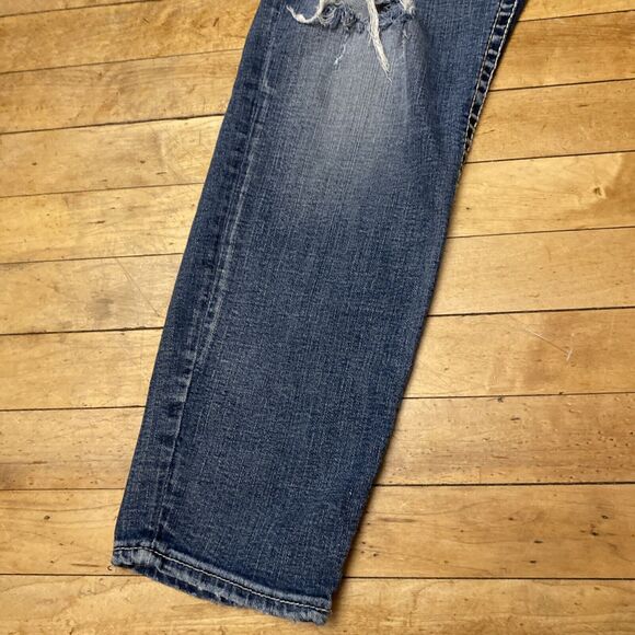 Silver Boyfriend Jeans Size 29/25 Distressed Medium Wash Super Stretch Mid Rise - Picture 10 of 16